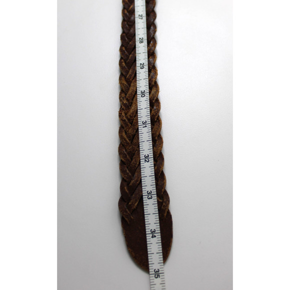 Vintage Zele Belt SM 28 Saddle Brown Thick Hand Braided Basketweave Leather - Picture 10 of 13